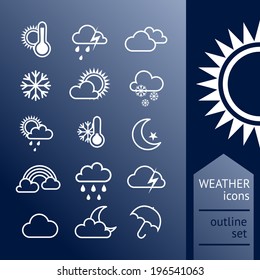 Set of outline weather icons