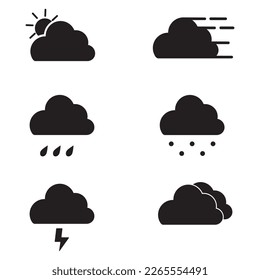 Set of outline weather icons. Black and white icons