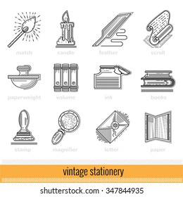 Set of Outline Web Icon. Vintage Stationery