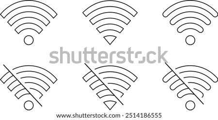 set of outline wifi icon, wireless internet symbol vector illustration.