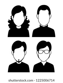set outline woman and men social profile