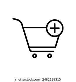 Gruppe von umrissenen Symbolen zum Warenkorb hinzufügen Kollektion. Online Warenkorb Symbol. Vektorillustration.