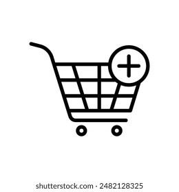 Set of Outlined Add to cart icon collection. Online shopping cart icon. Vector Illustration.