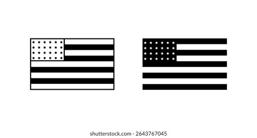 A set of outlined American flag icons, representing national identity and patriotism.