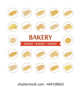 Set of outlined bakery. Bread set. Use for web pages or mobile application, etc.
