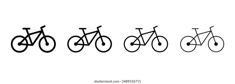 Set of outlined Bicycle icon collection. Bike, racing cycle, motor bike symbol. Vector Illustration.