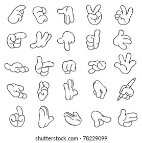 Set Of Outlined Cartoon Hands