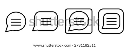 Set of Outlined comment icon collection. Message symbol.