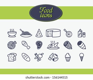 Set of outlined food icons