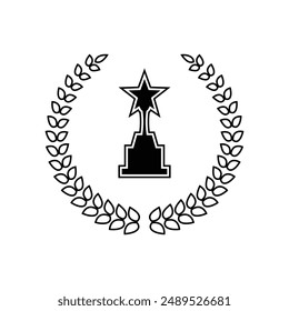Set of outlined laurel wreath symbol collection. Awards nomination emblem icon Vector illustration.