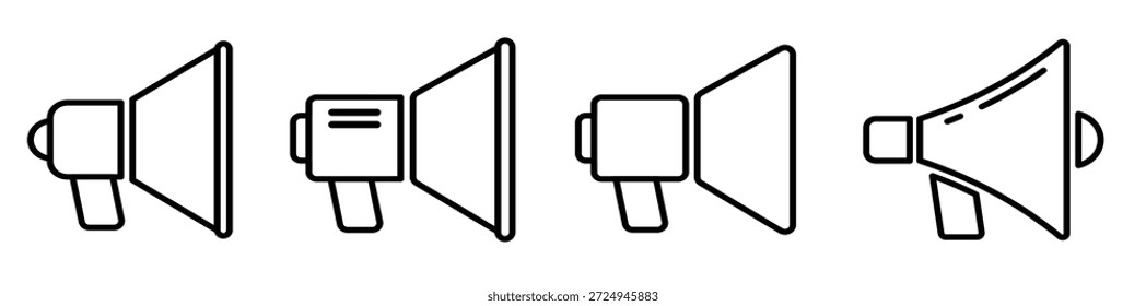 Conjunto de iconos de megáfono delineados Iconos de símbolo de altavoz