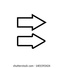 Set of outlined vector arrow icons.