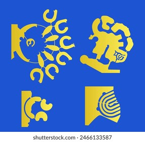 Set of outlines of peninsulas (Bahrain) on a blue background. Artificial islands. Vector illustration