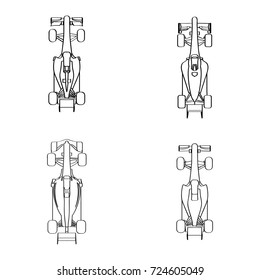 Set of outlines of racing cars, Vector illustration