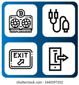 Set of output icons such as Vga, Jack connector, Exit, Logout , output