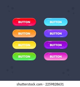 Set Of Oval Buttons In Different Colors Cute Cartoon Colorful Vector Design