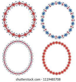 set of oval multi-colored frames from decorative flowers