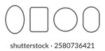 Set of oval, rectangle and round rope frames. Shapes with cord, thread or cable texture isolated on white background. Vignettes for picture or photo in nautical style. Vector flat illustration.