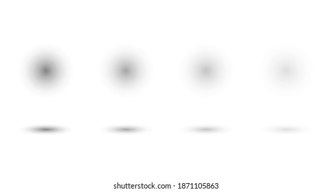 A set of oval shadows of varying degrees of hardness, isolated on a white background. Shadow isolate. Vector illustration