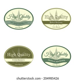 Set of oval shape labels for marijuana dispensary 