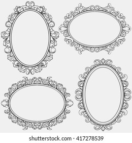 Set Of Oval Vintage Frames, Design Elements