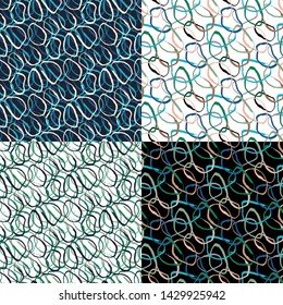 Set. Ovals. Vector illustration. Seamless patterns.