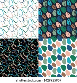 Set. Ovals. Vector illustration. Seamless patterns.