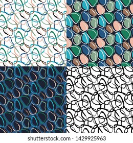 Set. Ovals. Vector illustration. Seamless patterns.