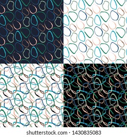 Set. Ovals. Vector illustration. Seamless patterns.