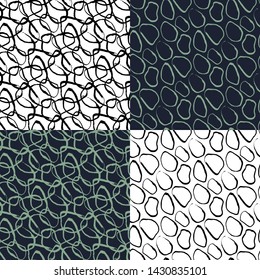 Set. Ovals. Vector illustration. Seamless patterns.