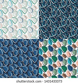 Set. Ovals. Vector illustration. Seamless patterns.