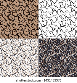 Set. Ovals. Vector illustration. Seamless patterns.