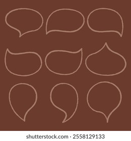 Set of oval-shaped speech bubbles color. Doodle clip art illustration. 