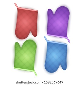 Set of Oven glove and potholder isolated on white background, Vector eps 10 format