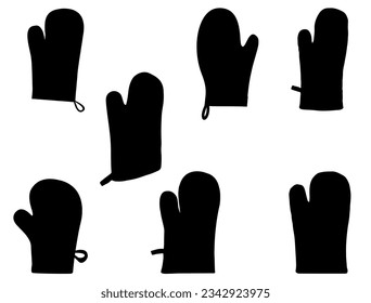 Set of oven gloves silhouette vector art