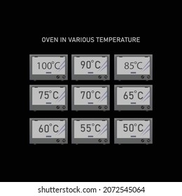 Set of oven with various number of heat vector illustration