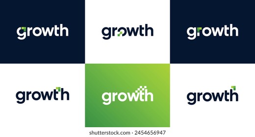 Set of overlap arrow on letter growth logo design template.