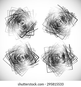 Set of overlapping squares with gradient fills. Abstract vector illustration