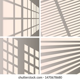 Set the overlay shadow effects. Shadow and light from the window. Reflection of light on the wall. Transparent shades for your design. Vector illustration.