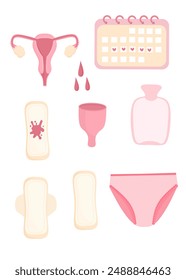Set of ovulation elements, period elements collection 