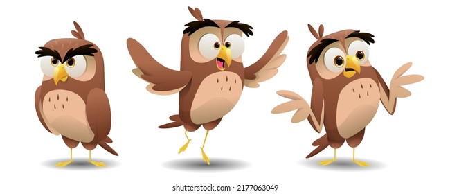 Set Of Owl Cartoon Character