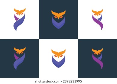 set of owl head logo design with creative concept