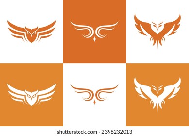 set of owl head logo design with creative concept