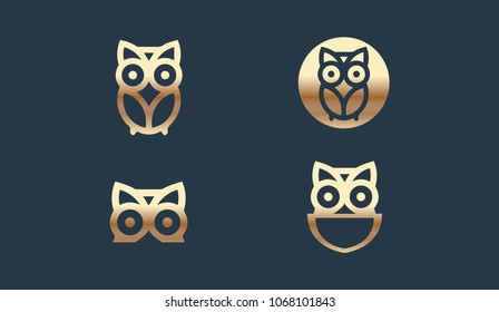 Set of Owl Icon Logo Design Element