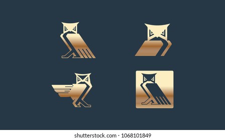 Set of Owl Icon Logo Design Element
