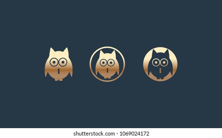 Set of Owl Icon Logo Illustration Design Element Template