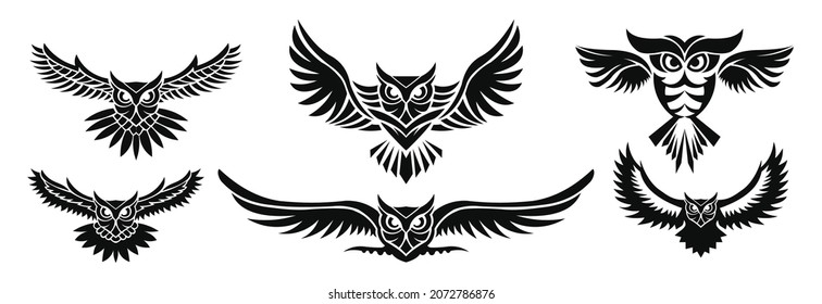 set of Owl logo - vector illustration. Emblem design on white background