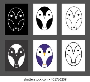 Set of owl logos. Line flat vector.