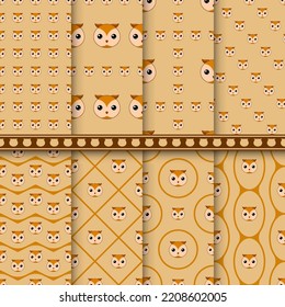 Set of Owl seamless pattern