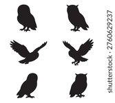 Set of owl silhouette designs